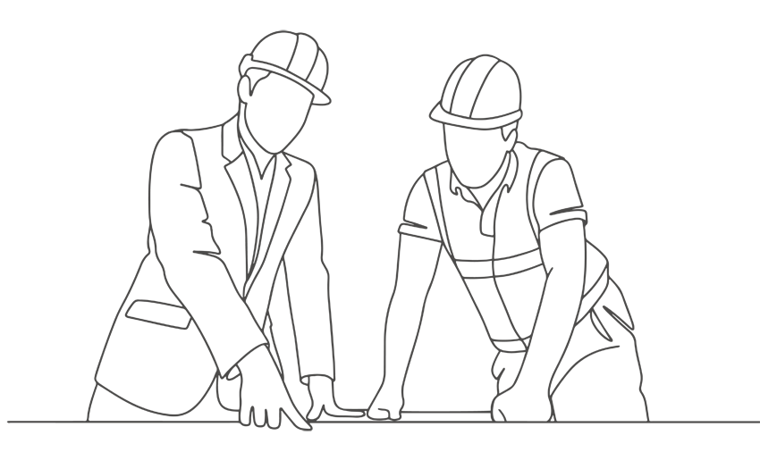 outline of concrete construction workers